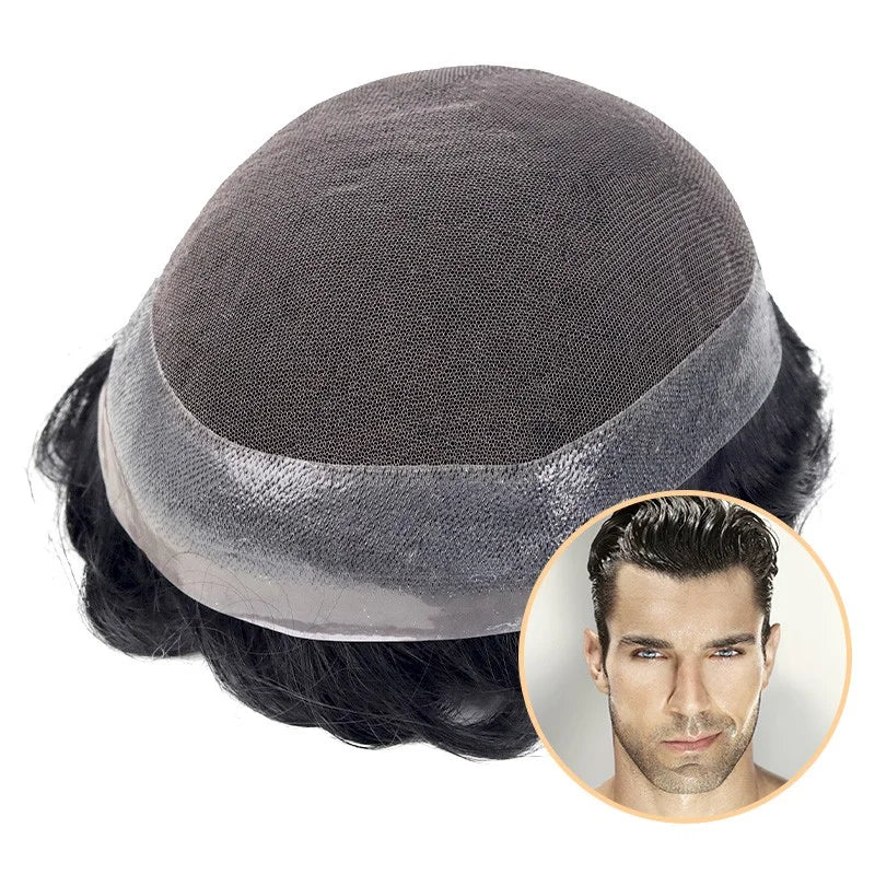 LLBeauty Human Hair Mens Hair Units Toupee Male Capillary Prosthesis  Australia Men Wig Transparent Pu & Swiss Lace Male Toupee
