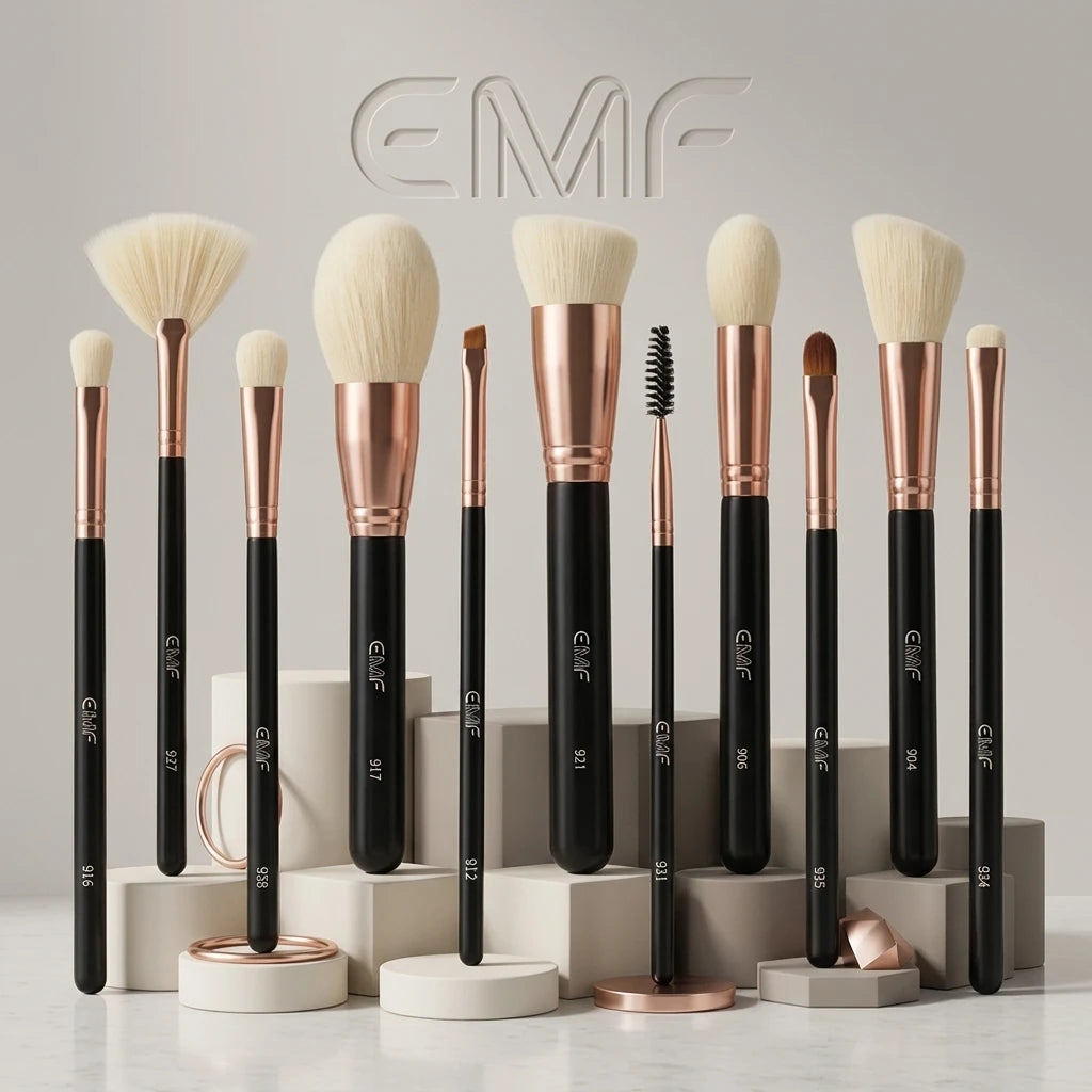Professional 11-Piece High Quality Synthetic Hair Makeup Brush Set Custom Logo Eyebrush Fan Style for Women's Face Concealer