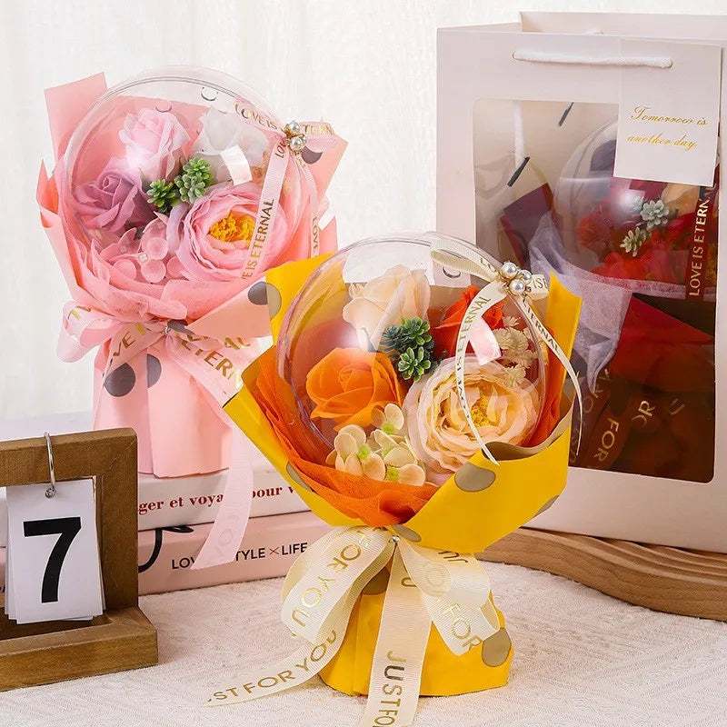 Best Quality New Flower Bouquet Transparent Bobo Balloons with Soap Flower Inside love Gift Other Decorative Flowers and Plants