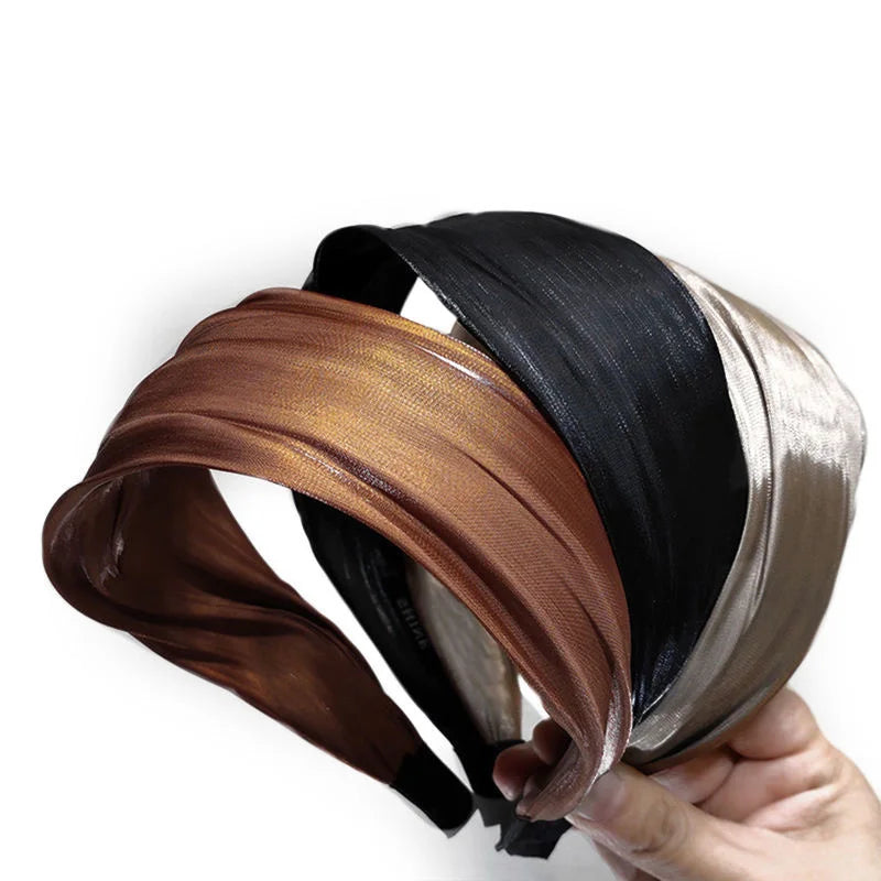 Solid Color Mercerized Fabric Diademas Korean Style Sparkling Hairband for Customization Womens Wide Brim Cloth Headbands ODM