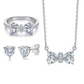 Fashion Silver Jewelry Set White Gold Plated Heart Cut Diamond Zirconia Ring Women Jewelry Sets for Party