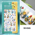 5D Embossed Violet Iris Flower Nail Art Sticker Purple Floral Naul Decals Sliders Daisy Butterfly Nail Art Manicure Decoration
