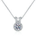 Factory Wholesale 925 Sterling Silver Classic Shiny Lab Grown Moissanite Pendant Necklace for Women