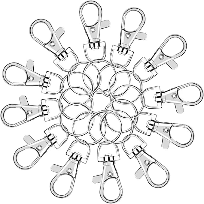 Durable 100pcs Metal with Key Ring Keychain Crafts Jewelry Lanyard Clips Snap Hook Swivel Clasps Clip Metal Key Chains
