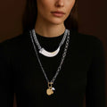 2025 New Arrival Fashion Jewelry Trendy Unique Design Multi Layer Animal Horn Pendant Chain Necklace Silver Choker Necklaces