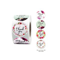 500pcs/roll Waterproof Adhesive Laminate Kraft Paper Personalised Thank You Flower Design Stickers