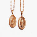 Stainless Steel Our Lady Virgin Mary Necklace 18k Gold Plated Women Men Christian Jewelry Cross Miraculous Medal Necklace