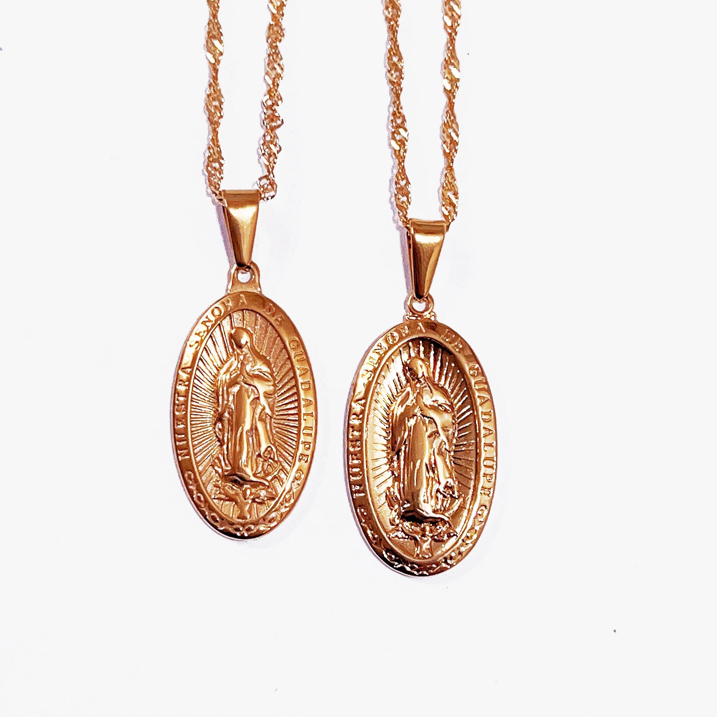 Stainless Steel Our Lady Virgin Mary Necklace 18k Gold Plated Women Men Christian Jewelry Cross Miraculous Medal Necklace