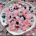 500g ABS Half Round AB Color Iridescent Flatback Plastic Pearl Beads 4mm 6mm 8mm 10mm Mix