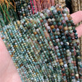 Round Faceted Stones Loose Natural  Indian Agate 2mm 3mm 4mm Crystal Beads for Necklace Jewelry Making