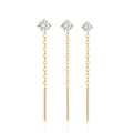 Dainty Luxury Jewelry 18K Gold S925 Sterling Silver Diamond Long Tassel Chain Earrings Set for Girls