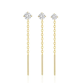 Dainty Luxury Jewelry 18K Gold S925 Sterling Silver Diamond Long Tassel Chain Earrings Set for Girls