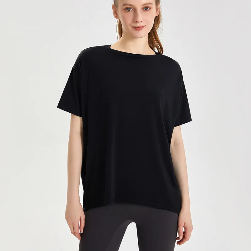 Outdoor Wear Loose Women T Shirt Casual Ice Silk Cool Feel Summer Wear Sport Gym Fitness Jogging Plus Size Women's T-shirts