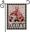 12x18IN Double Side Burlap Valentine's Day Welcome Gnomes Flag Valentine's Heart Applique Love Card Yard Flag