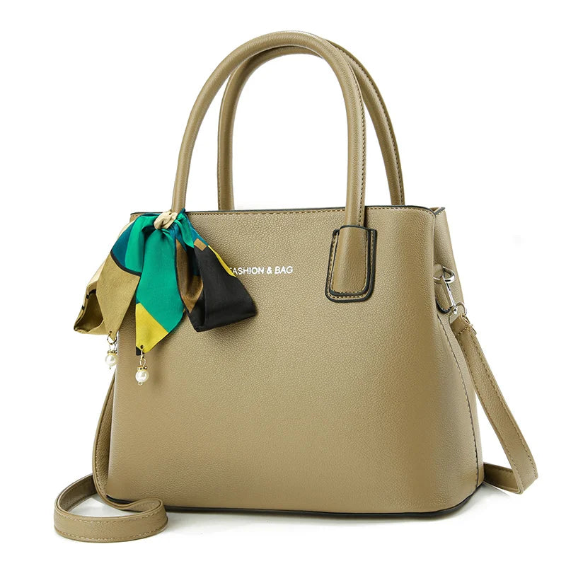 Versatile Solid Color 2024 New Simple Middle Aged Mom Scarf Fashion Large Capacity Women Shoulder Bag