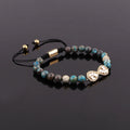 New Design Natural Stone Blue Lace Agate Cubic Zircon Infinity Charm Macrame Bracelet JBS12259