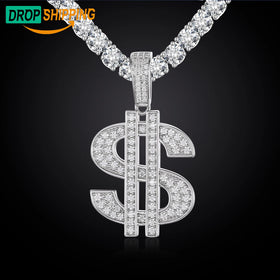 Dropshipping Pass Diamond Tester Moissanite USD Dollar Pendant 925 Sterling Silver Lab Diamond Iced Out Charm Necklace