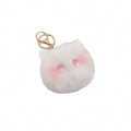 Cartoon Kawaii Cute Soft Cat Pom Pom Keychains Soft Plush Toys Cat Keyring Bulk Faux Rabbit Fur Puff Ball Cat Key Chains Pendant