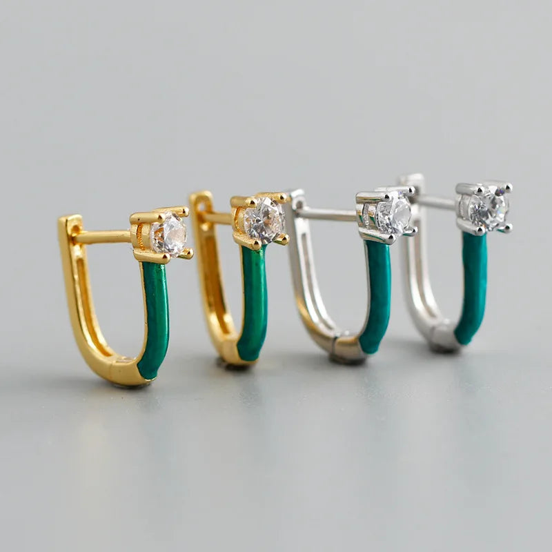 Fashion Creative Earrings Personality All-match Female Earrings S925 Sterling Silver U-shaped Geometric Drop Hoop Earrings