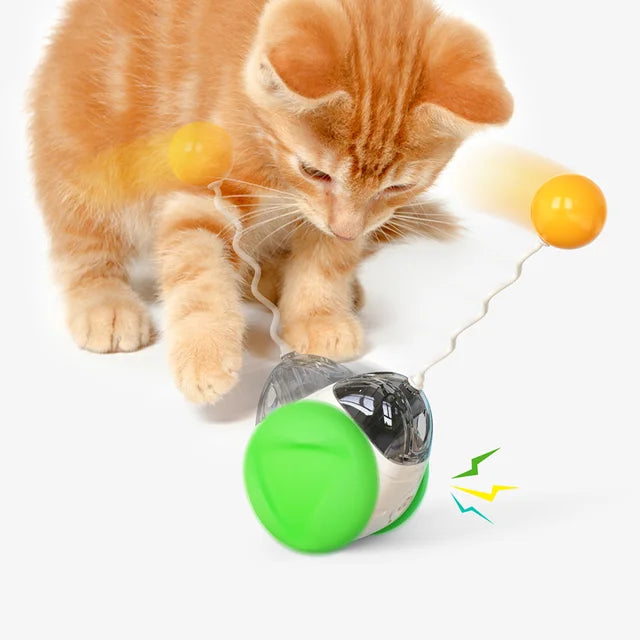 Hot Sale Pet Interactive Toy Resistance Bite Squeaky Teaser Ball Move Tumbler Balance Car Cat Toy for Training