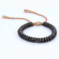 Unisex Jewelry Six Word Proverbs Sanskrit Amulet Black Natural Coconut Shell Beads Religious Buddha Buddhism Bracelet