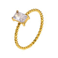 Minimalist square Zircon Charm Ring Jewelry Twist Thin Rings for Women