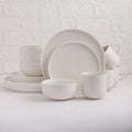 Matte White Dinnerware Sesame Point Porcelain Plate Tableware 16pcs Ceramic Dishes Plates Bowls  Mugs Service for 4 People