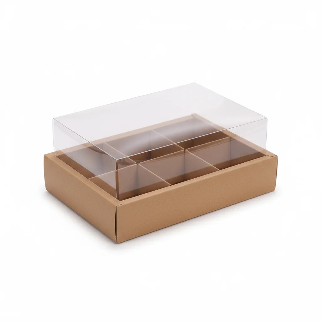 Direct Sale Thickened Transparent Kraft Paper Nine-Square Grids Picnic Box Takeaway Cupcake Packaging Sushi Noodles MegaBDM