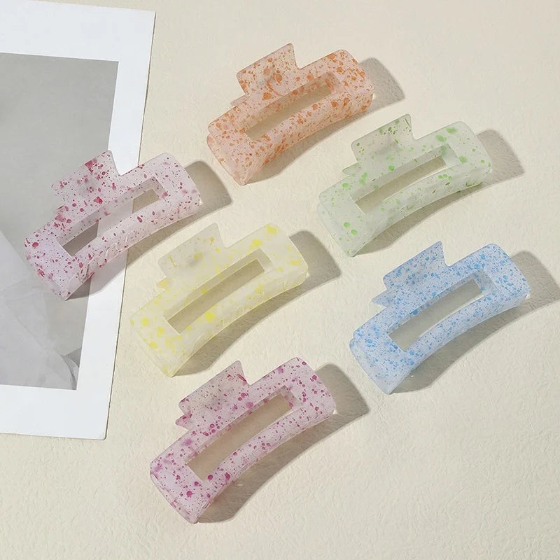 2024 New 10.5CM 11CM Large Big Square Cross Tropical Hair Accessories Claw Clips Spot Clear Transparent Crystal Matte Hair Claws