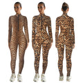 Autumn New Arrival Women Fashion Printed O Neck Front Zipper Bodysuit Club Wear Long Sleeve Jumpsuit for Women