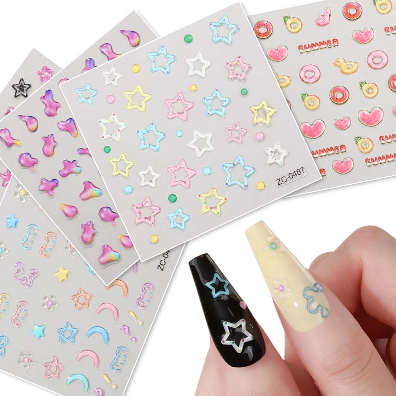 3D Retro Nail Art Sticker PET Material for Decorative Nail Art Nail Decals