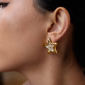 New Trendy 18K Gold Plated Stainless Steel Rhinestone Star Dainty Stud Earrings for Women INS Fine Star Fashion Jewelry