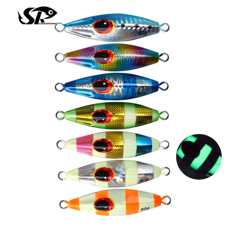 SUPERIORFISHING Slow Bee Rattle Jigging Lure Saltwater Metal Luminous Shore Casting Jig Fishing Lure TB01