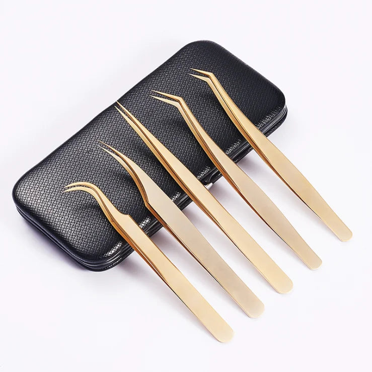 Professional Stainless Steel Eyelash Tweezers Private Label Lash Extensions Tweezers Sets MegaBDM
