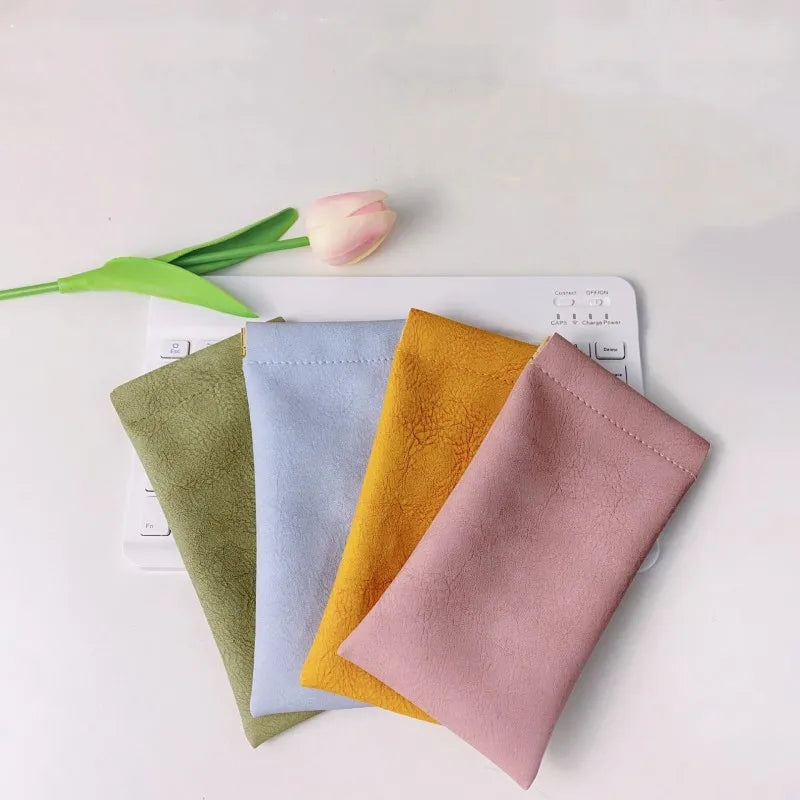 Leather Sunglass Case Portable Sunglasses Cases Anti-Scratch Eyeglass Case Squeeze Spring Top Sheet Closure