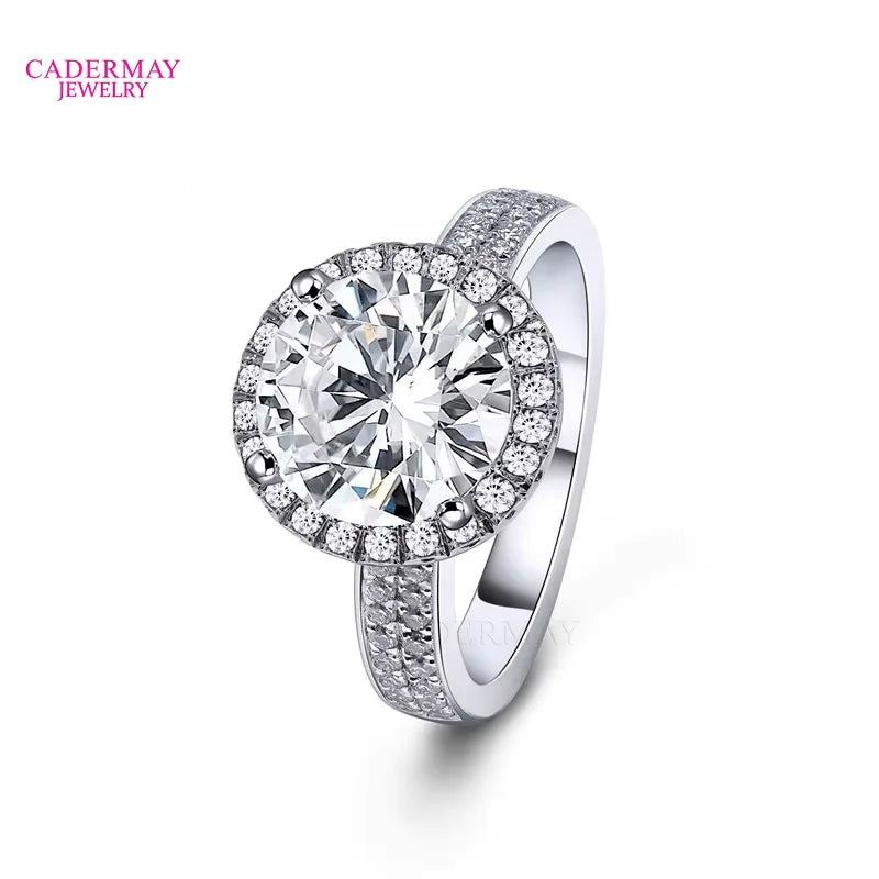 Luxury 3ct Round Brilliant Cut Moissanite Diamond Silver925 Engagement Ring Trendy Style Halo Moissanite Ring Band
