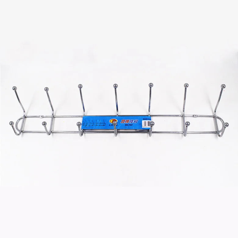Multi-Functional Double-Row Stainless Steel Plating Metal 5/6/7/8 Hooks Coat Towel Rack