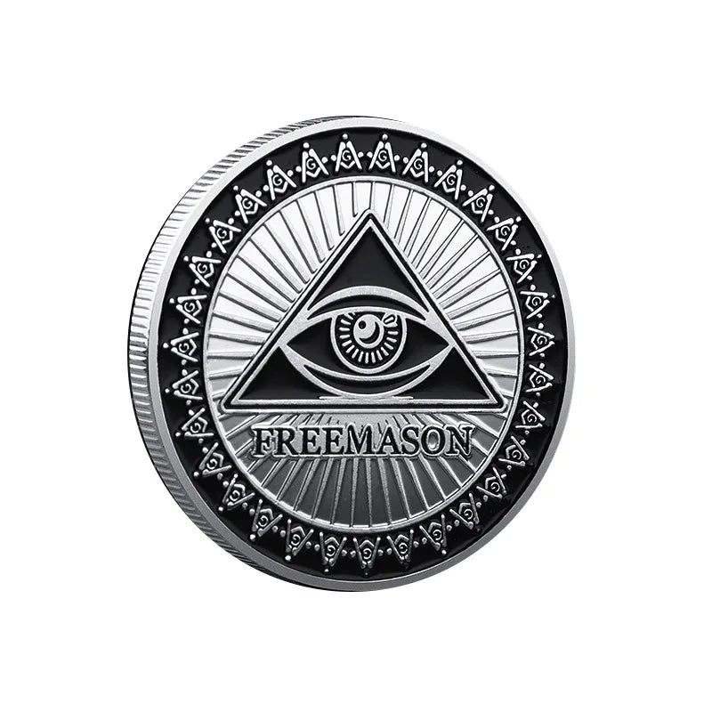 Freemasonry God'S Eye Commemorative Coin Double-Sided Baking Paint Free Mason Commemorative Medal Coin