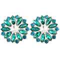 Summer New Arrival Alloy Rhinestone Gemstone Round Flower Earrings Women Super Flash Luxury Stud Earring