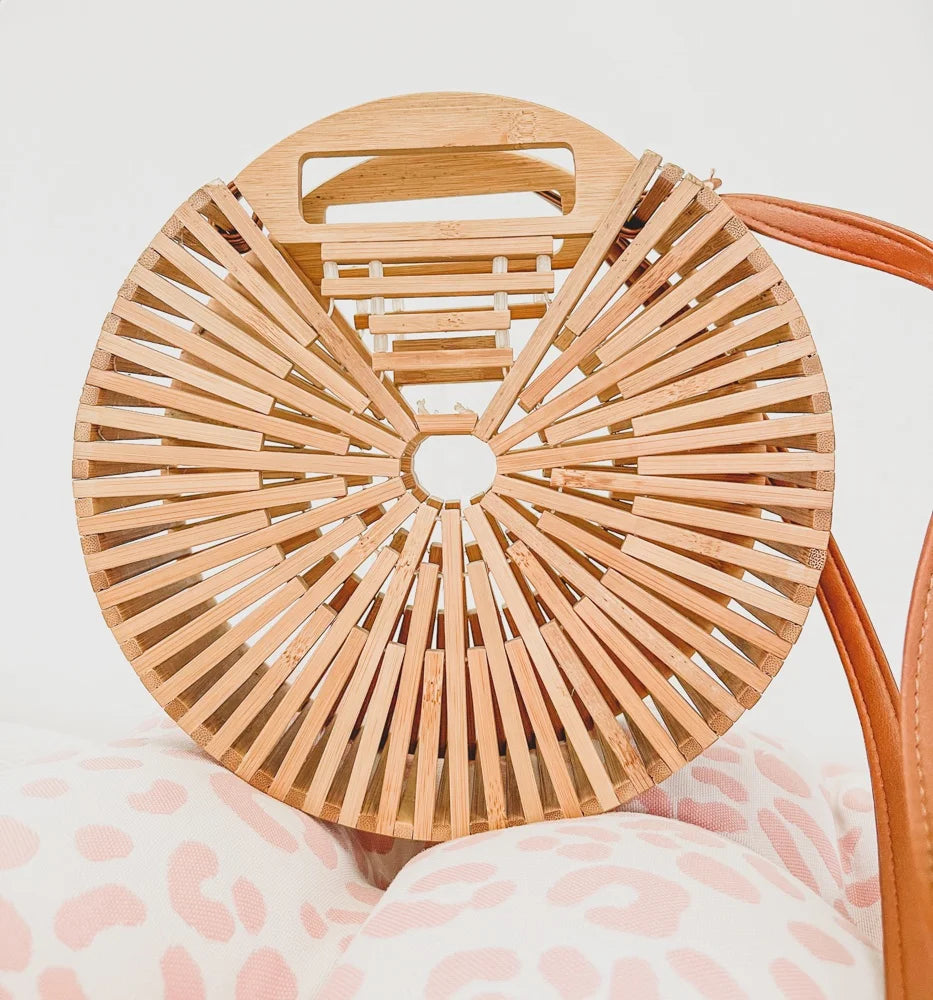 2026 Top Seller Fashion Bamboo Handbag for Women Handmade Weave Beach Bag Portable Eco-Friendly Water Resistant Open Closure