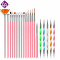 HOT Sell Nail Art Brush Set 15 Pcs Nail Art Brush with 5 Pcs Drilling Pen Professional Nail Art Set
