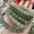 High Grade Vintage Simple Dark Light Green Hetian Jade Bucket Bead Elastic Adjustable Bracelets for Women Men