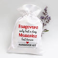 White 5 X 7 Inch Drawstring Satin Survival Hangover Kit Bags With Custom Logo