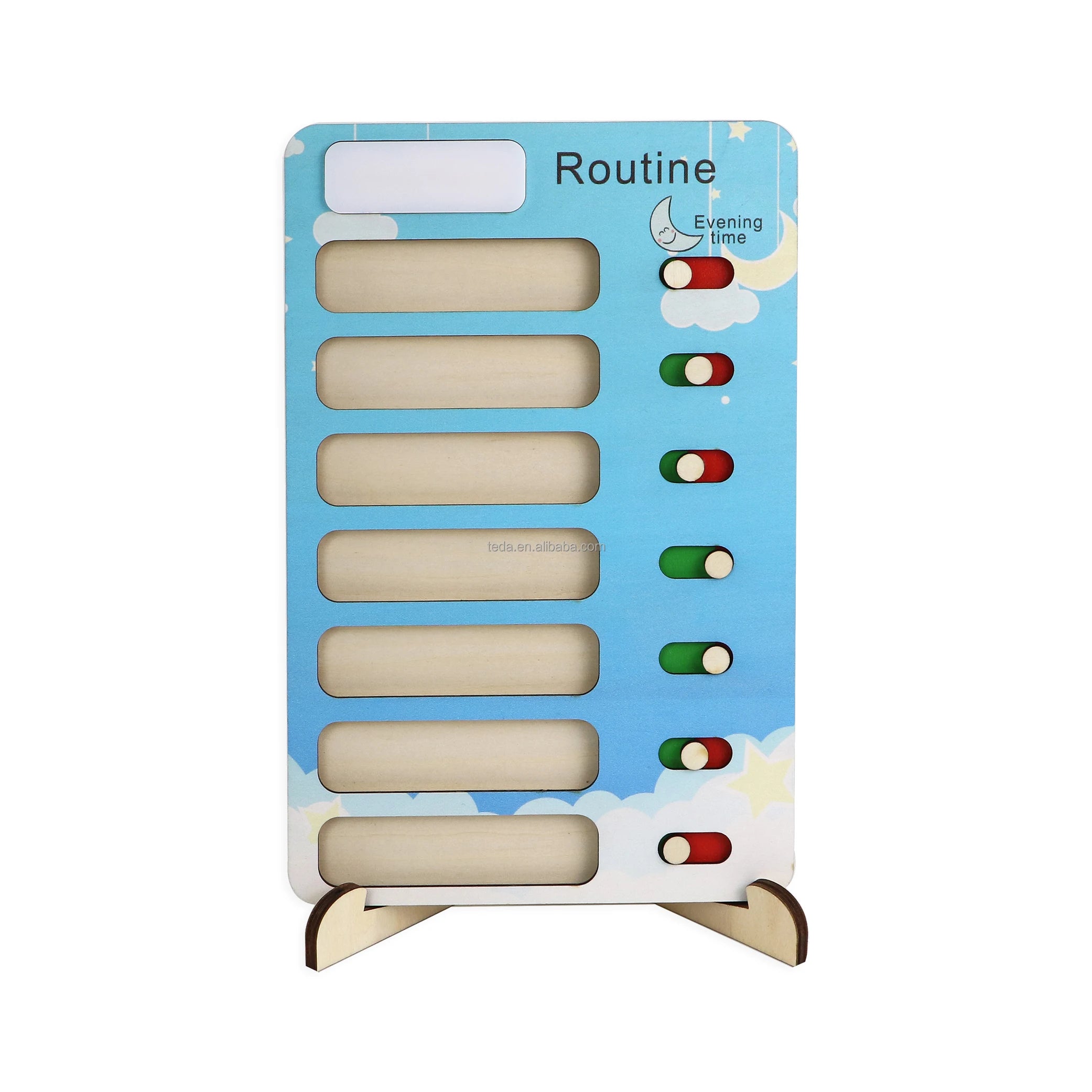 Factory Direct Selling Personalized Wooden Chore Chart Daily Wood Sliding Daily Routine Chart for Kids