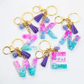 Hot Sale Custom PVC Letter Keychain Acrylic Resin Keychains PU Leather Tassel Keychain