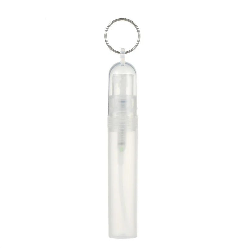 Portable Empty Mini Refillable 3ml 5ml Perfume Lotion PP Plastic Screen Printed Mist Spray Bottles with Key Rings