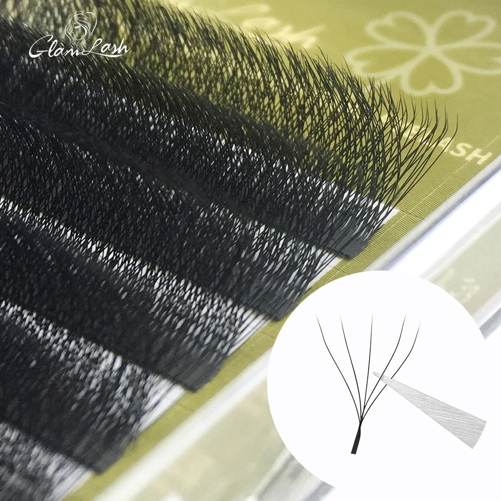 GLAMLASH Lashes Vendor Volume W Eyelash Extensions Clover Bloom Handmade Premade Volume Fans 5D W Shape Lashes