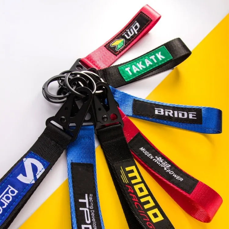 Fabric Webbing Embroidery Flight Car Tuning Racing Sports Hook Strap Street Custom logo Nylon Polyester Jet Tag Ring Keychain