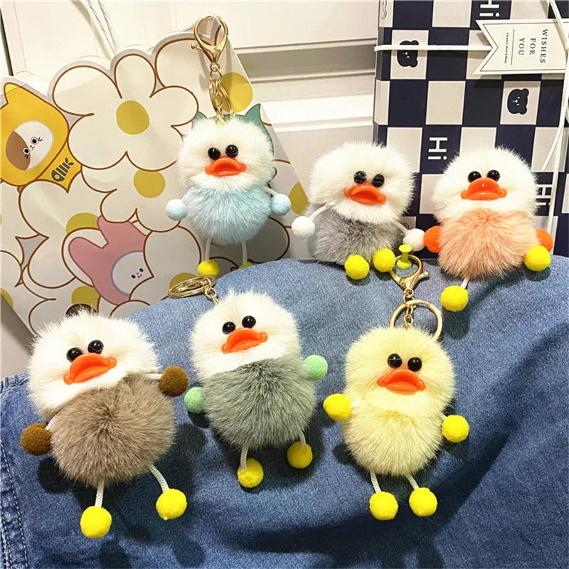 Hot Selling Plush Doll Key Chain Ugly Cute Duck Cartoon Animal Keychains Bag Pendant for Children Kids Present Gift