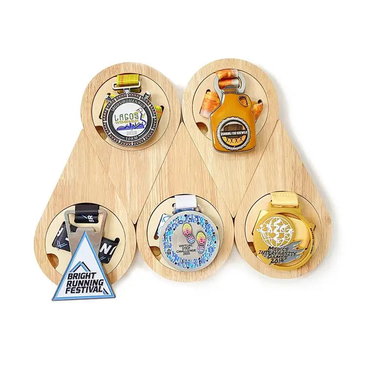 Wooden Hexagonal Honeycomb Combination Medal Display Stand Personality Hexagonal Wooden Medal Stand
